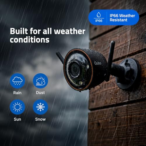Image of Qubo Smart Outdoor 3MP [2K] WiFi Bullet Camera by Hero Group | Color NightPulse Vision | CCTV cam | AI Person Detection | Smart Spotlight | IP66 Weatherproof | Made in India