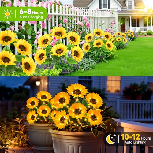 Ahaorigin 3 Pack Solar Sunflower Garden Stake Lights - image 2