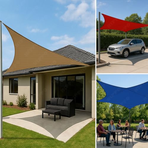 Image of HIPPO Shade Sail 9.5 Feet x 20 Feet Sun Shade 98% UV Block for Canopy Cover, Outdoor Patio, Garden, Pergola, Balcony Tent (Ocean Breeze)