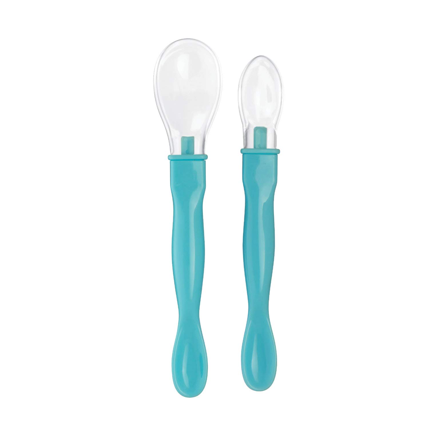 BeeBaby 3-in-1 Fun Weaning Silicone Spoon Set | Dual End Baby Feeding Spoon for Newborns & Infants | Soft BPA Free Silicone, Gentle on Gums, Easy Grip Handle – Pack of 2 (Blue)