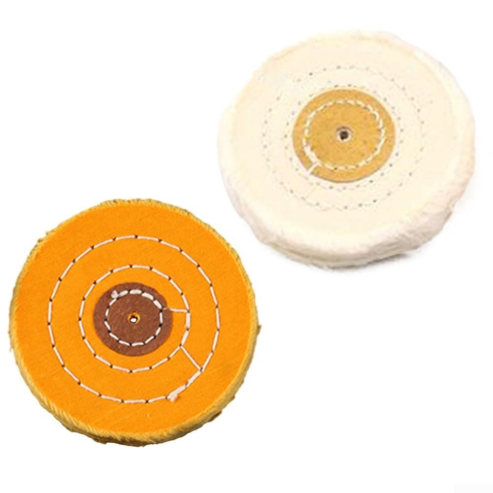 Ruota lucidante in cotone a 50 strati, 100 mm, per lucidatura di precisione di gioielli, componenti metallici, orologi, vetro e parti industriali leggere (giallo)