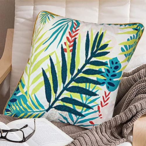 Image of SAJAVAT HOME CC53 Cotton Floral Hand Work Embroidery Cushion Cover (Pack of 1) 18x18 INCHES / 45x45 cm Multicolor (Multicolor, Cotton)