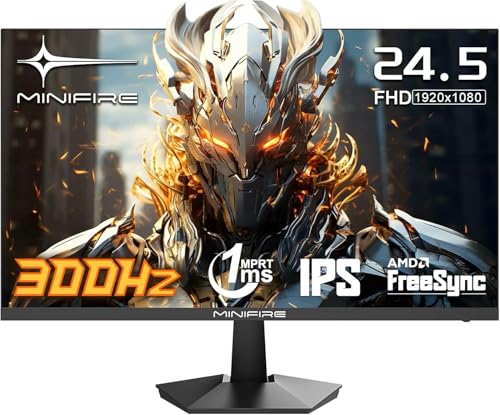Minifire Ecran PC Gamer 24.5 Pouces,300Hz Écran PC Gaming, Fast IPS, FHD 1080P, 1ms, 16:9,FreeSync, 120% sRGB, Grand Angle de Vue 178°,VESA, HDMI 2.0 & DP1.4,Eyes...