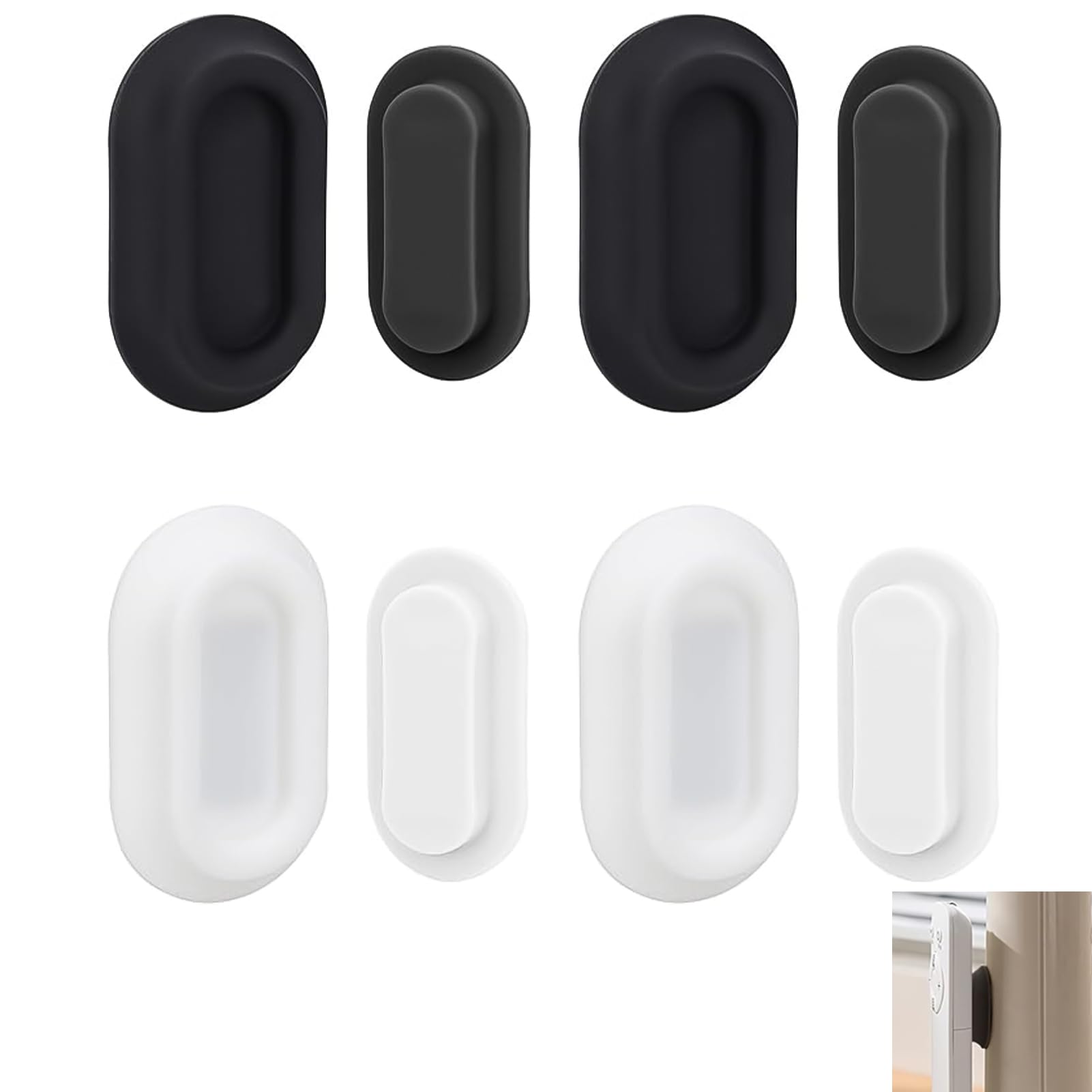 Zquqwa 4 Pack Magnetic Remote Control Holder Wall Mount, Magnetic TV Remote Holder, No Drill Self-Adhesive Organizers for TV Fan, AC Remote Storage Holders for Easy Installation (Black+White)
