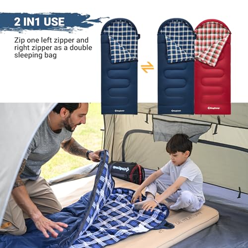 image for KingCamp 45°F Kids Sleeping Bag, Lightweight Waterproof & Compact Fla