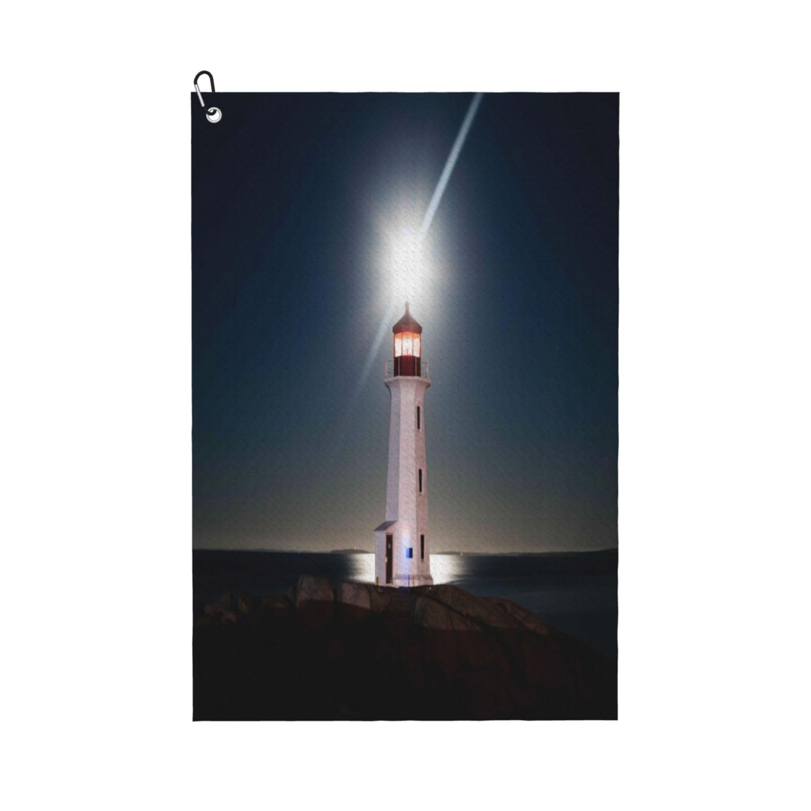 AOOEDM Peggy'S Cove Lighthouse Print Golf Towel with Carabiner Clip Absorbent Microfiber Golf Towel for Cleaning Golf Ball Club Putter Iron for Golf Bag Trolly Belt Loop 16" X 24"