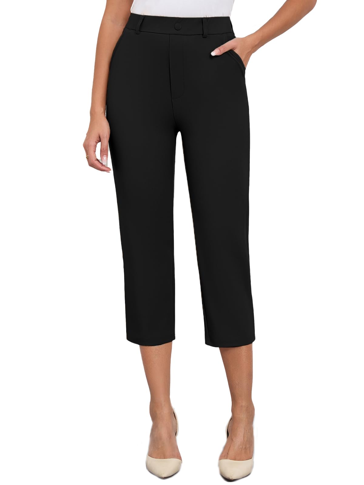 Agenlulu High Waisted Capri Dress Pants for Women 2025 Summer UPF 50 Cooling Stretchy Cropped Slacks Casual Work