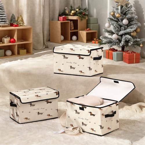 Image of Stackable Clothes Storage Bins with Lids 3 Pack | Closet Organizers Fabric Box for Home and Office,Blanket Clothes Organizers,Under Bed Storage Containers