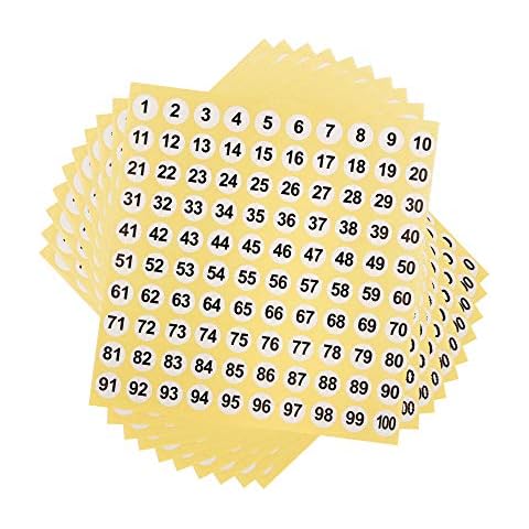 GODLOVEM 30 Sheets Number Stickers,Round Number Labels 1 to 100 Adhesive Stickers for Home and Office Storage Management Cover