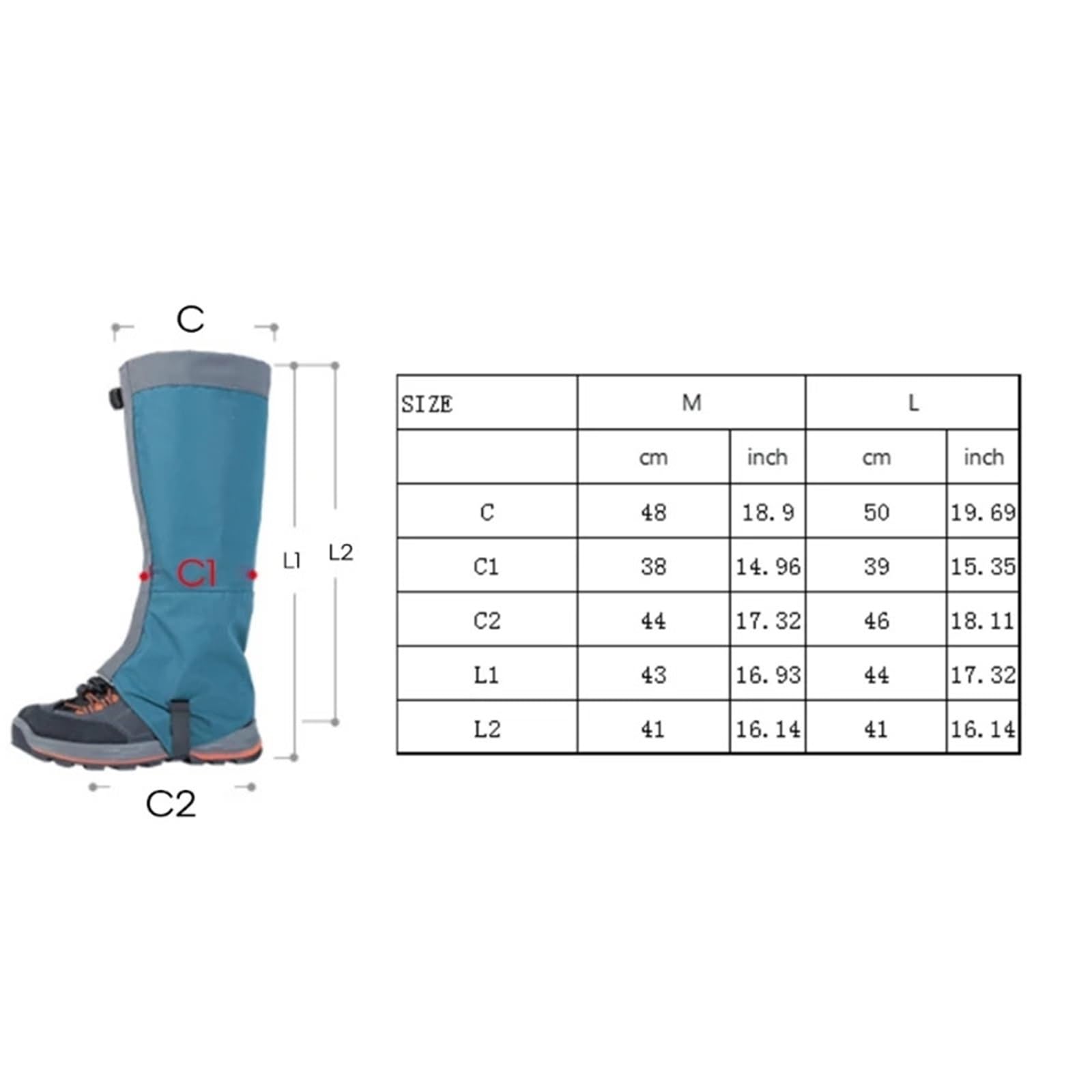 2 pares de cubiertas for zapatos, polainas impermeables for piernas, ajustables for botas nieve, calentador for, cubierta for senderismo para Protección