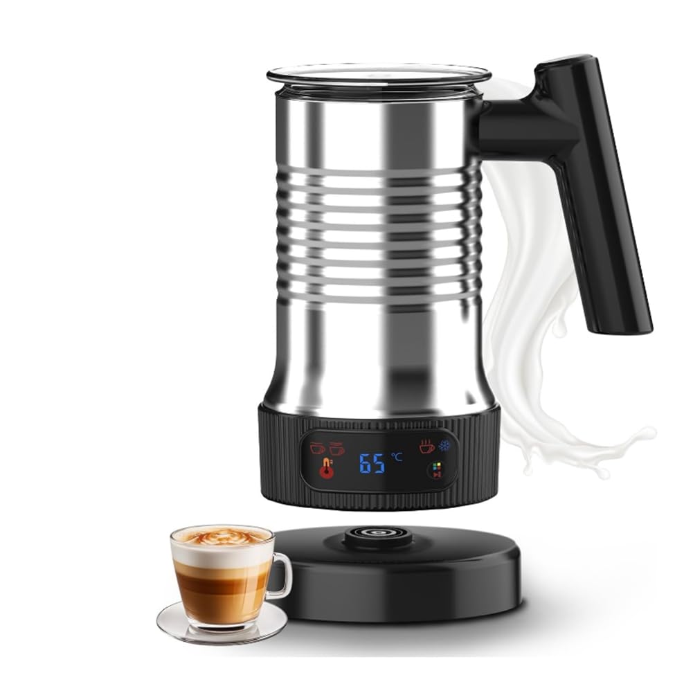 Schiumalatte Elettrico, Macchina per Cioccolata Calda Automatica 4 in 1, Vaporizzatore per Latte da 500 W con Maniglia, Schiumatore Caldo e