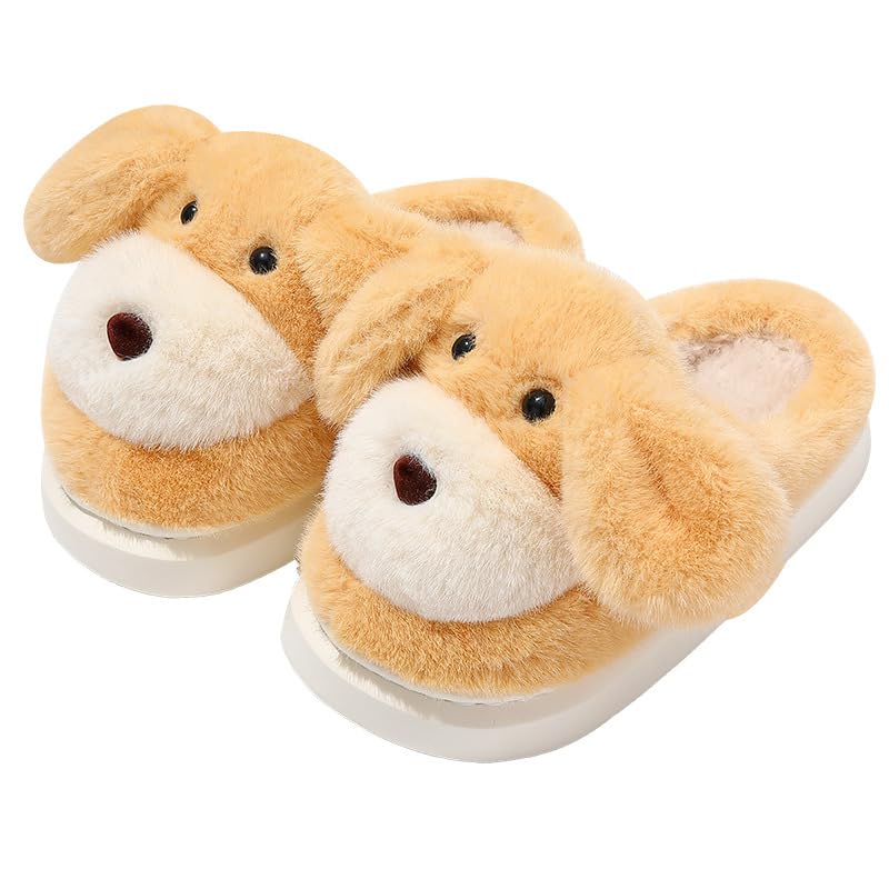 Animal Slippers for Women Men Cute Puppy Cozy Winter Fuzzy Soft Adult Home Cotton Slippers Sandals