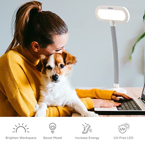 Verilux Happylight Duo - 2-In-1 Light Therapy & Task Desk Lamp - Uv-Free Full Spectrum Led, 10,000 Lux, Adjustable Brightness And Color, Flexible Gooseneck, And Integrated Usb Charging Port #TOP2