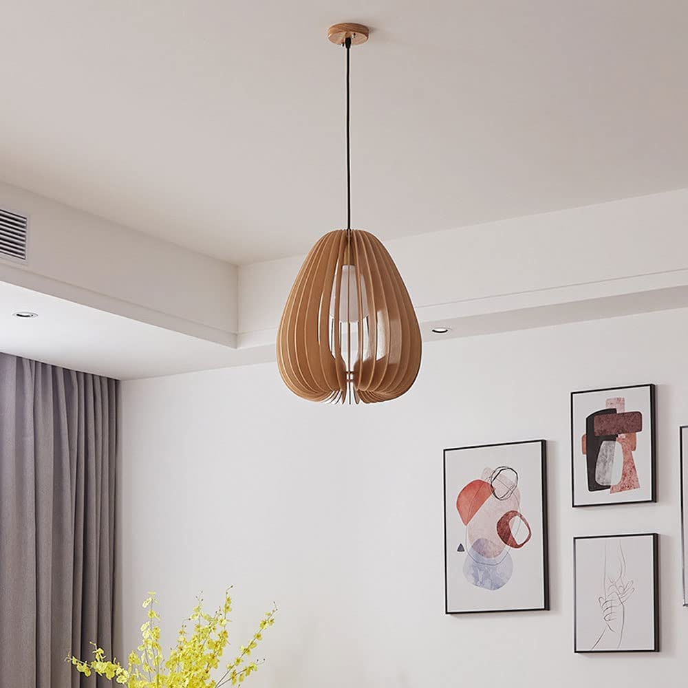 Antyczne drewniane lampy wiszące Drewniana kropla sufitu Lampa wisząca w stylu japońskim, E27 Wiejska wyspa kuchenna Oprawa oświetleniowa Pojedyncza jadalnia Sypialnia Żyrandol Tools