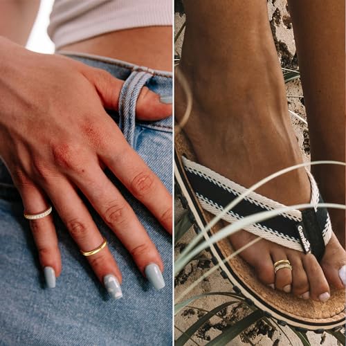 4PCS Toe Rings for Women Gold Adjustable 14K Gold Filled Toe Ring Set Simple Cute Thin Band Hawaiian Beach Summer Foot Jewelry Waterproof Gold Toe Rings4