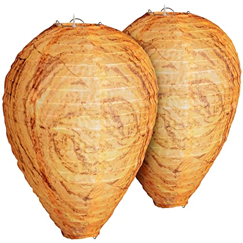 GARDIGO® Wespennest Attrappe - 2er Set I Nässebeständiger Stoff zur Wespen Abwehr I Künstliches Wespennest gegen den Neubau von Wespennestern I Zum Aufhängen im Garten, Dachboden oder Balkon I Wasp