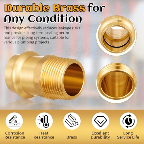 Image of 16 Pack 3 /4 inch Press x 3 /4 inch MIP Brass Press Fittings | Npt Adapter for Residential & Commercial Piping