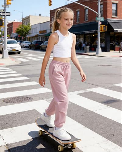 Image of Girls Parachute Cargo Pants Drawstring Waterproof Causal Hiking Pants for Girls Pockets Lightweight Running Joggers