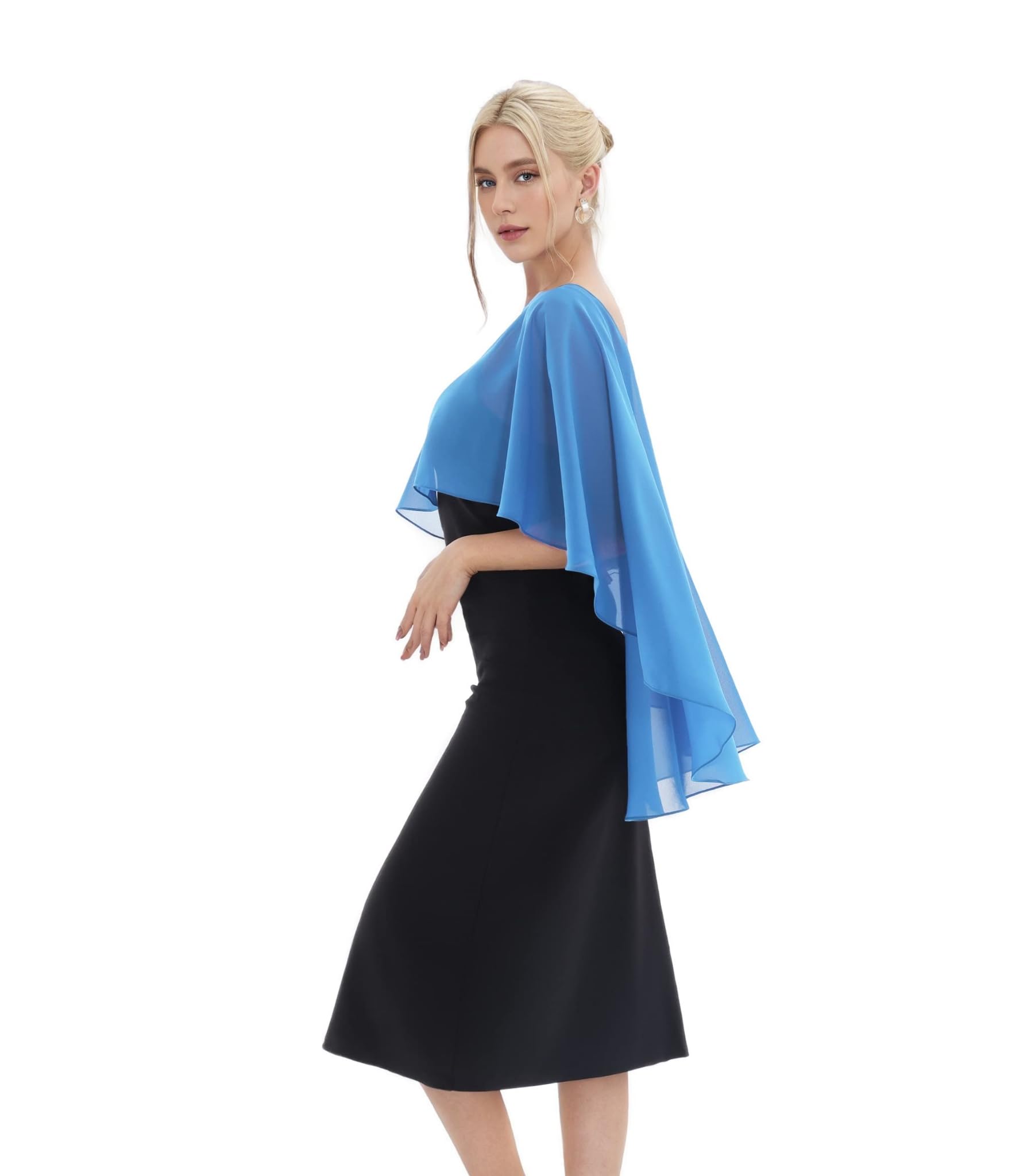 Generisch Étole en mousseline de soie pour femme - Élégante écharpe légère et douce - Pour robe de soirée