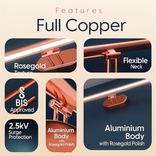 Image of Modern Copper Finish 6W 3 Different Color Mode Changing (Wh /WW /NW) Energy Saving Led Mirror Picture Wall Lamp for Bedroom, Living Room, Restaurants, Dining, Coffee Shop,Home Etc