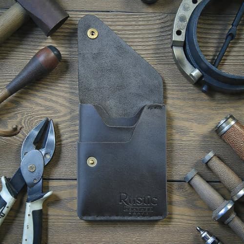 Image of Charcoal Black Genuine Leather Wallet Compact Cash and Card Holder for Men, Minimalist Design, Hand Stitched, Lightweight Regular Size (11.5x8.5 cm)