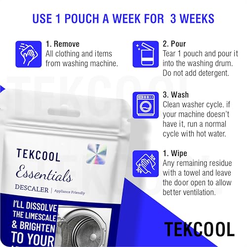 Image of TEKCOOL Washing Machine Cleaner, Descaler for Washing Machine Front Load and Top Load, Washing Machine Cleaning Powder, Descaling Powder for Washing Machine (Blue, Pack of 6)