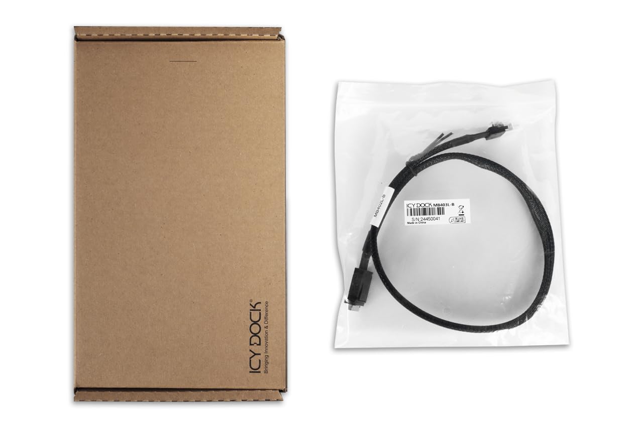 ICY DOCK MB403L-B Datenkabel - 1x MCIO 4i SFF-TA-1016 zu 1x SlimSAS SFF-8654 4i Länge 50cm PCIe 4.0