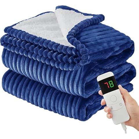 Bafode Heated Blanket Full Size, 72"x84" Flannel & Sherpa Electric Blanket, Heating Blanket with 10 Heating Levels &1-8 Hours Auto Shut Off, Fast Heating, Over-Heat Protection Cover