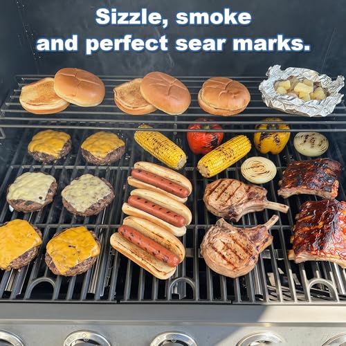 Image of Grill Replacement Parts for Charbroil Performance 5-Burner 463455021 463448021 463449021 463450022 463451022, 17 inch Cooking Grates, Heat Plates & Burners Tubes for Charbroil Gas Grill Repair Kit