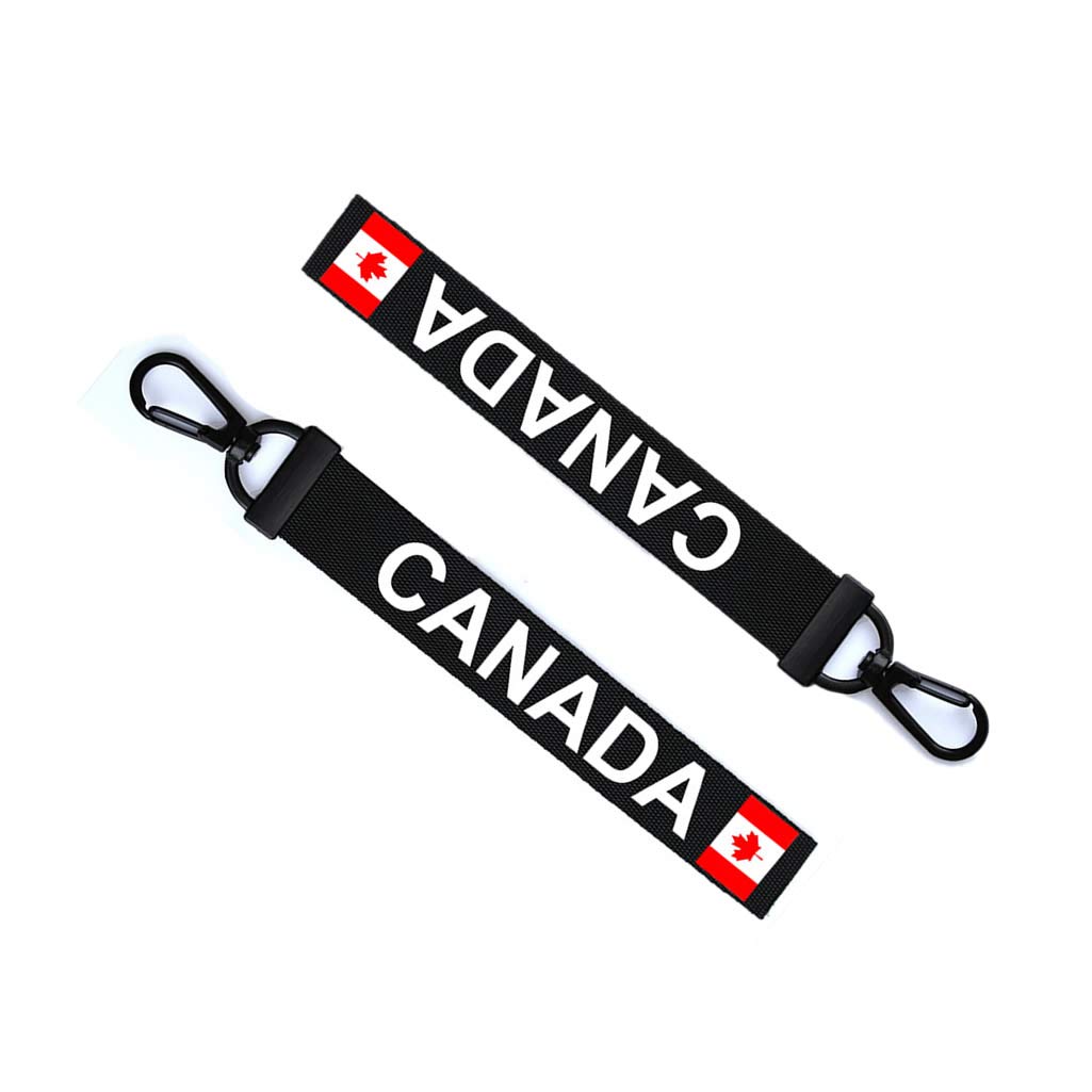 Canada Key tag Luggage Tag Zipper Pull Keychain Bag Canadian Keyring Black