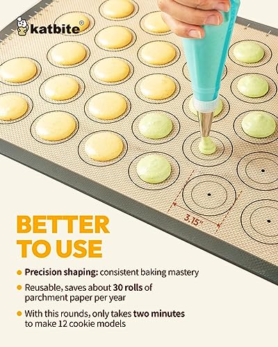 image for Silicone Baking Mat Set of 5, Katbite Food Grade Non-stick Reusable Co