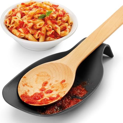 Image of Primeway PP Spoon Rest for Home & Kitchen | Platform and Dining Table | Holding Messy Spoon While Cooking | Ladle Spatula Cooking Tools Holder for Kitchen Counter | Large | Grey