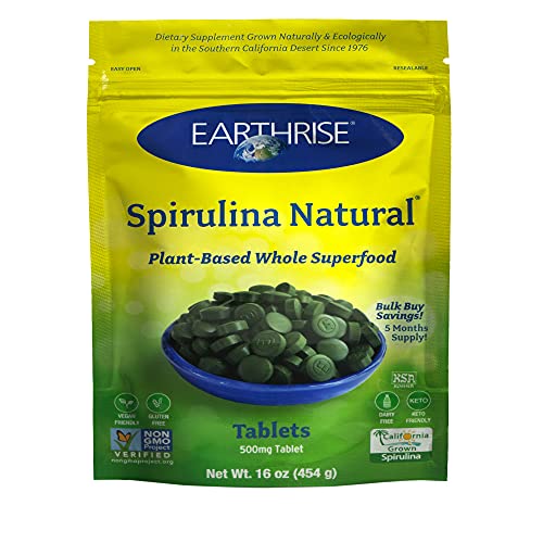 Earthrise Spirulina, Pure Californian Spirulina 500 mg, Vegan, Gl...
