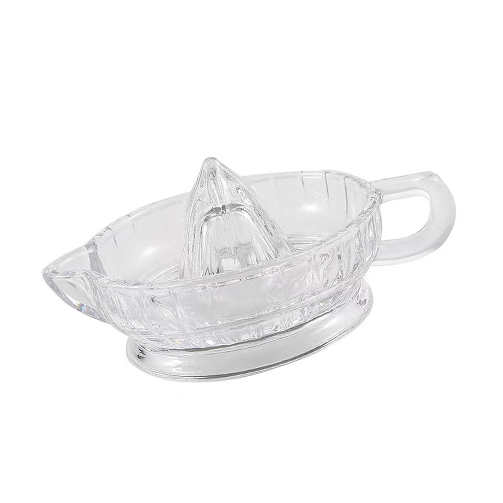 MALSSE Clear Glass Fruit Juicer for Lemon Lime Juices Handheld Manual Press Citrus Squeezer Bowl with Pour Spouts Kitchen Gadget Juices Maker
