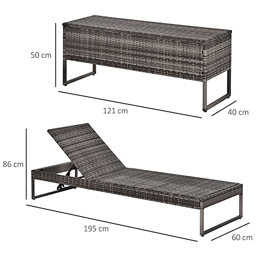 Outsunny-Conjunto-de-2-Tumbonas-de-Jardin-con-Cojines-Acolchados-Ratan-con-Mesa-Auxiliar-para-Piscina-o-Terraza-Carga-160kg-195x60x86-cm-Acero-Gris