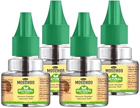 Moschoo Natural Mosquito Repellent Liquid Refill 45ml – Pack of 4 (Up to 45 Nights Each) | Neem, Lemongrass, Eucalyptus & Camphor Oils | Herbal & Chemical-Free | Fits All Vaporizer Machines