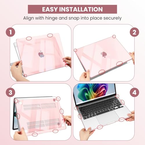 Image of Dyazo Slim Laptop Case Compatible for (2022-2026) MacBook Air 13.6 Inch M2 M3 M4 M5 A2681 A3113 A3240 A3449 | Protective Hard Shell Laptop Cover with Touch ID, Scratch Resistant & Glossy Finish (Pink)