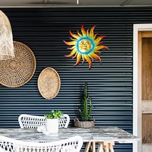 Large Metal Sun Wall Art Decor - 23.6 inches Outdoor Wall Decor,Sun Face Sculpture for Garden Farmhouse Yard Patio Fence Living Room Bedroom Gift Idea for Family Friends Large Metal Sun Wall Art Decor 236 inches Outdoor Wall DecorSun Face Sculpture for Garden Farmhouse Yard Patio Fence Living Room Bedroom Gift Idea for Family Friends