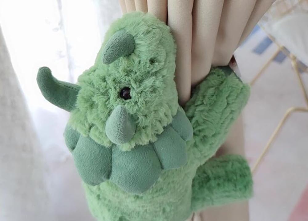 1 Pair Cute Curtain Tiebacks Cartoon Animal Dinosaur/Crocodile Decorative Holdback for Bedroom Window Treatment (Green Dinosaur)