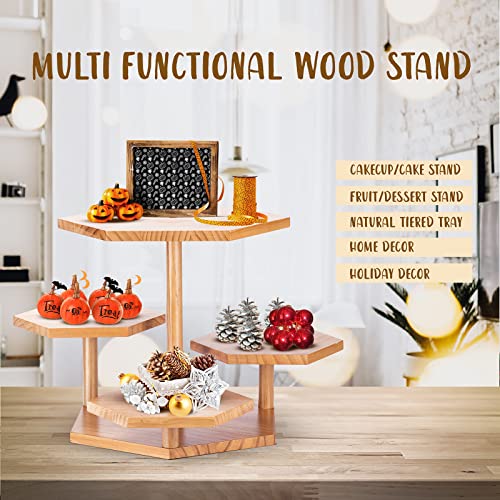 4 Tier Cupcake Stand For 50 Cupcakes - Semohop Hexagonal Wood Cake Stands Display Holder, Farmhouse Tiered Tray Decor, Dessert Tree Tower For Home Tea Party, Wedding, Baby Shower, Birthday, Holiday #TOP4