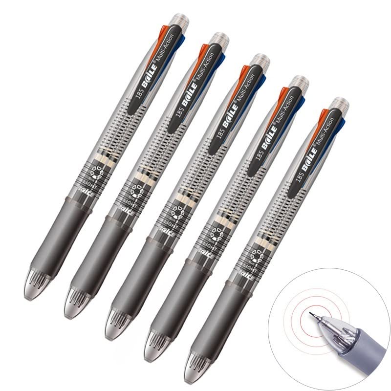 Ołówki 5 szt./partia wielokolorowe 5 w 1 długopis kulkowy 0,7 mm 4 kolory wkład do długopisu kulkowego i 0,5 mm zestaw grafitów do ołówka mechanicznego (5 szt. zestaw wielokolorowy) (5 szt. zesta