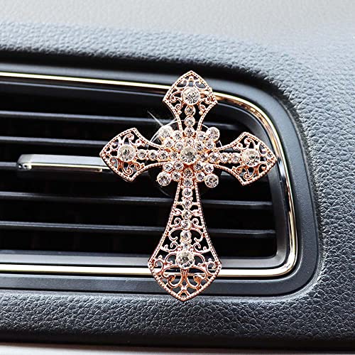 Image of ZOSTLAND Rhinestone Car Decorative Clip,Car Air Fresheners,Metal Vent Clip,Bling Auto Air Vent,Personalized Automotive Interior Decoration Accessories,Auto Decor Gift for women,men (2pcs Cross)