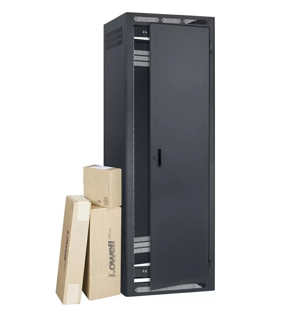 Lowell LER-3527-BAV LER Series 35U x 27 Inches Deep Enclosed AV Rack with Accessory Bundle; Recessed Rear Door with Key Lock; Welded Sides with Vents; Configurable Top with 7U Opening