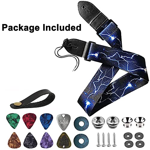 Basicon Sangle de guitare réglable avec extrémités en cuir et boutons pour guitare électrique, guitare acoustique et basse - Les Beatles, Paul McCartney, John Lennon, RIngo Starr, George Harrison Basicon Sangle de guitare réglable avec extrémités en cuir et boutons pour guitare électrique, guitare acoustique et basse – Image 3