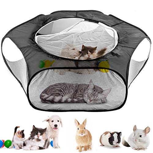 Box Portatile per Piccoli Animali Domestici,Parco per Animali Pieghevole,Parco Recinto per Cani Interni Esterni,M:52 x 52 x 38 Cm,Impermeabile e Traspirante,Adatto per Gatti,Conigli,Criceti e Cincillà