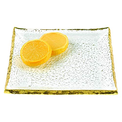 Juego de 4 Platos de Vidrio Dorado 7" Cuadrado miniatura 1