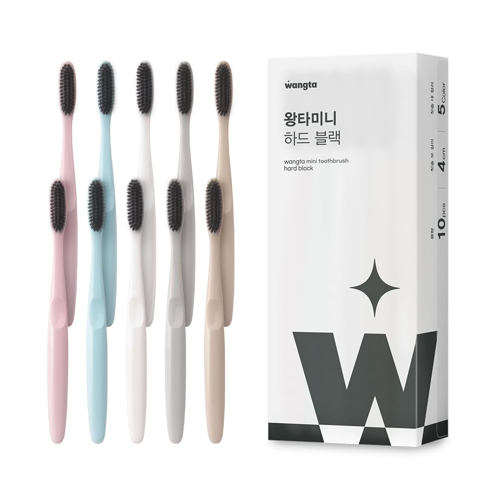 WANGTA Mini Black Charcoal Large Toothbrush 1 4 inch 3 5 cm Head 3 200 Bristles for Firm