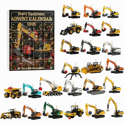 Heavy Equipment Advent Calendar 2025 2D Flat Miniature Construction Vehicle Ornaments 24 Days Christmas Countdown Calendar Advent Calendar