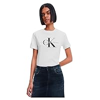 Calvin Klein Donna T-Shirt Maniche Corte Core Monologo Scollo Rotondo