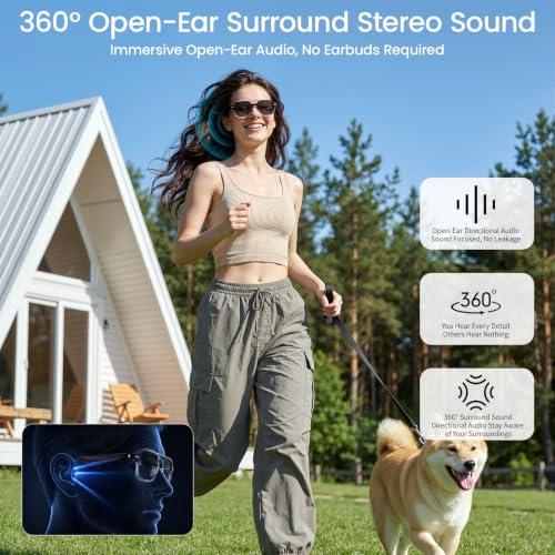 Aviator Smart Glasses, Photochromic Lens, Bluetooth 5.3 Open-Ear Audio by Giwbeiv - Used condition - Image 3